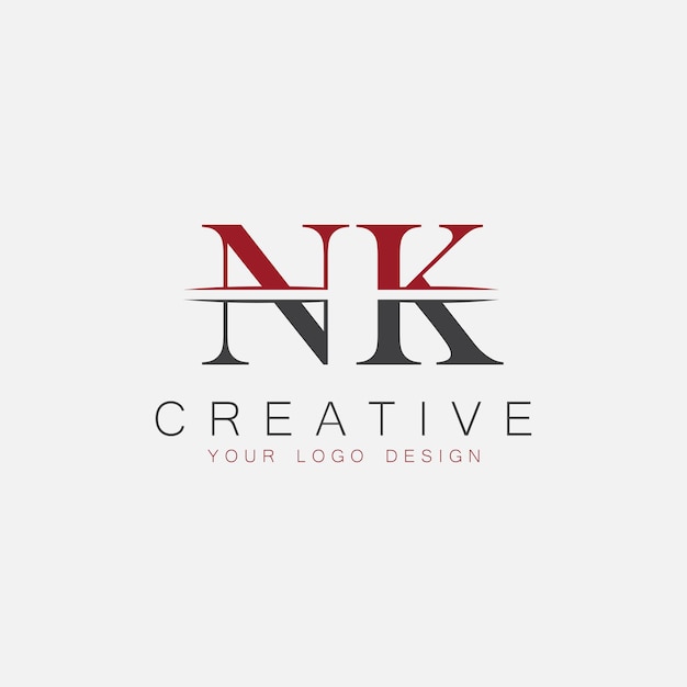 Monograma inicial NK con la letra logotipo creativo