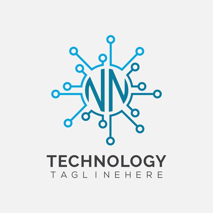 Vector monograma inicial nn para el logotipo tecnológico con diseño de estilo circular