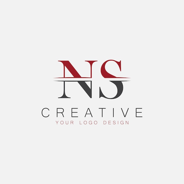 Monograma inicial de NS con el logotipo creativo de las letras