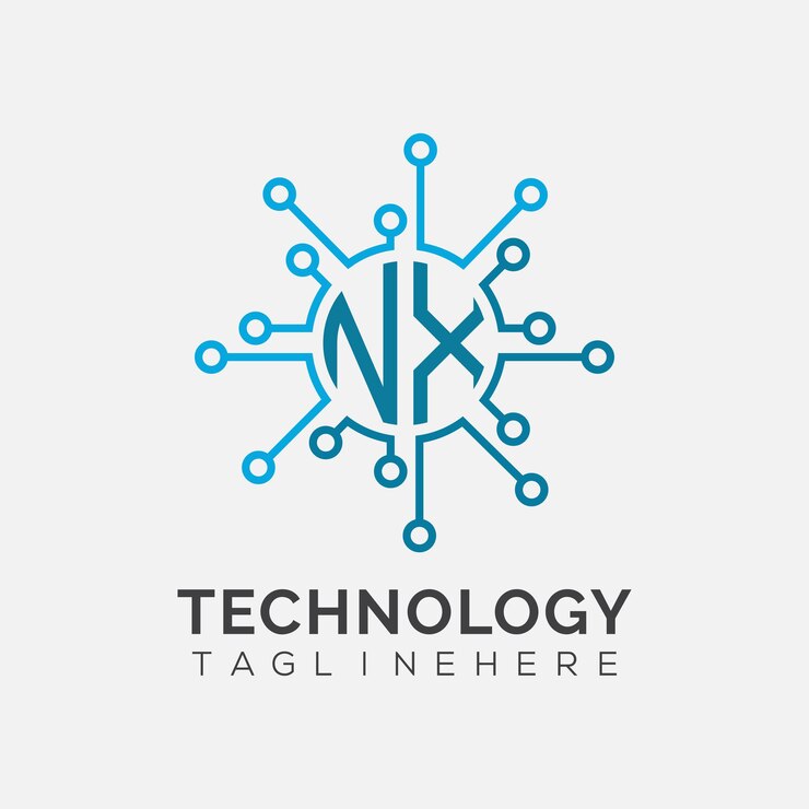 Vector monograma inicial nx para el logotipo tecnológico con diseño de estilo circular