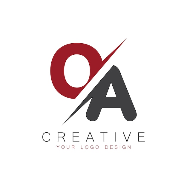 Monograma inicial OA con el logotipo creativo de las letras