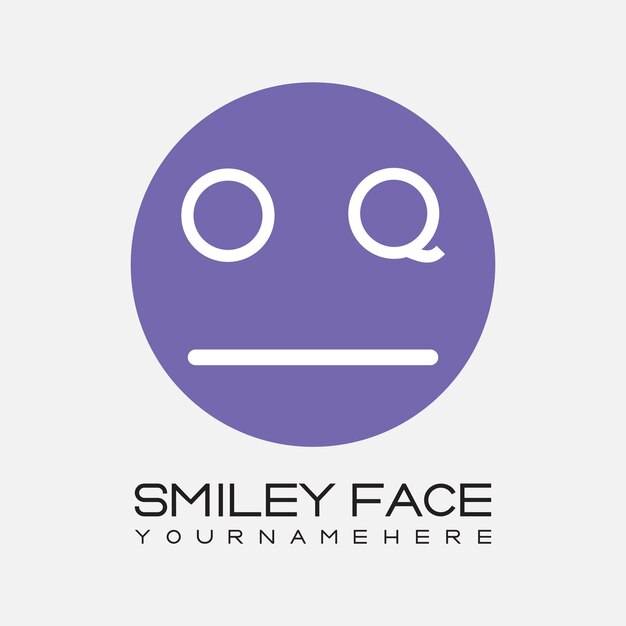 Monograma inicial OQ para el logotipo de la cara sonriente con diseño de estilo circular
