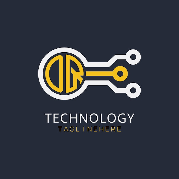 Monograma inicial OQ para el logotipo tecnológico con diseño de estilo circular