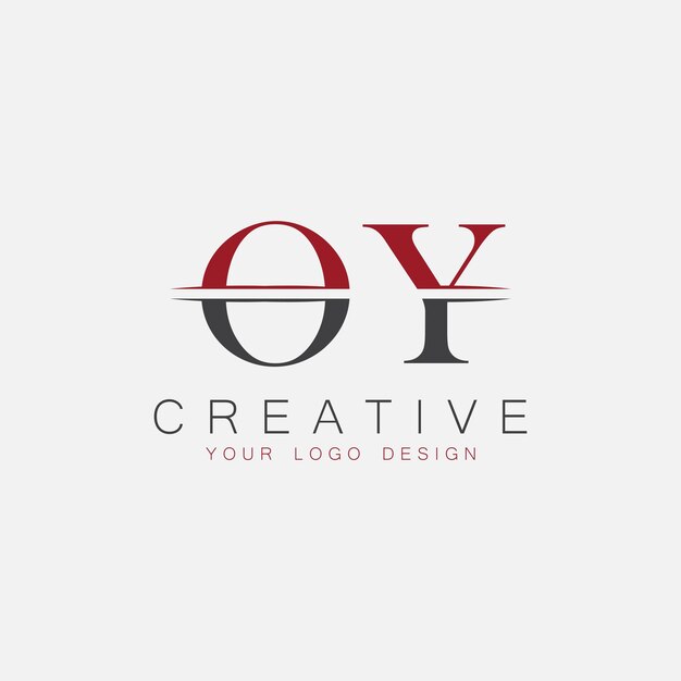 Monograma inicial de OY con el logotipo creativo de las letras