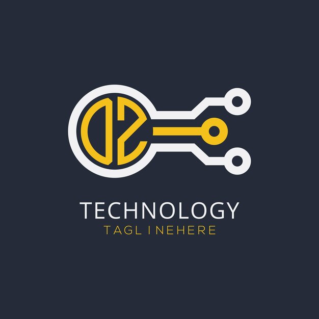Monograma inicial de OZ para el logotipo tecnológico con diseño de estilo circular