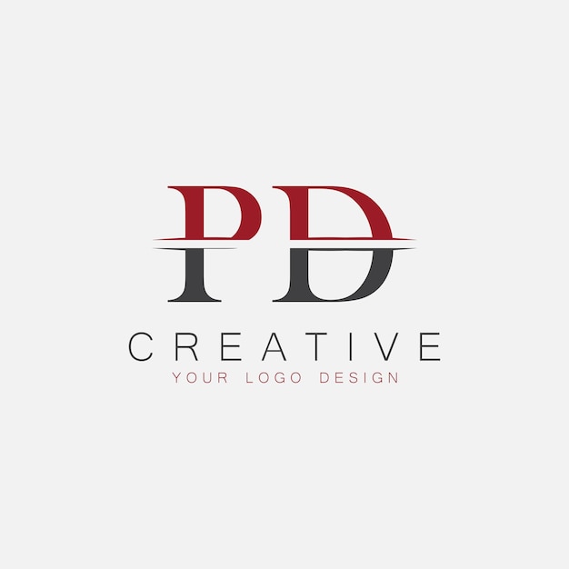 Monograma inicial PD con letra y logotipo creativo