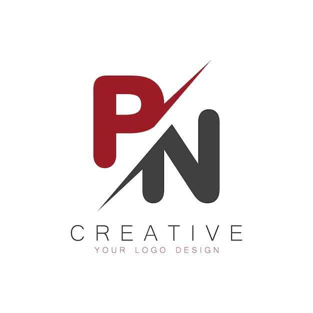 Monograma inicial PN con el logotipo creativo de las letras