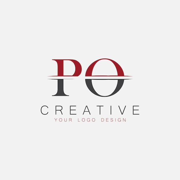 Monograma inicial de la PO con el logotipo creativo de las letras
