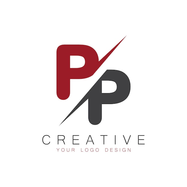 Monograma inicial PP con letra y logotipo creativo