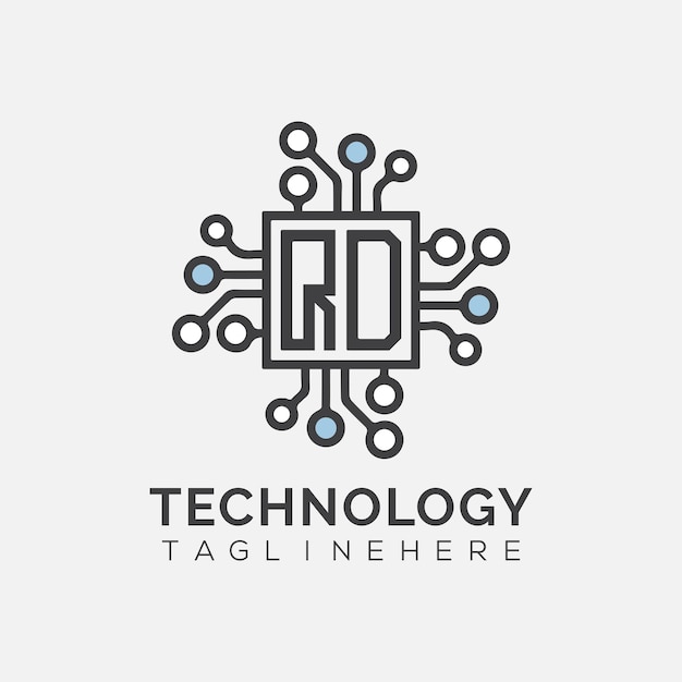 Monograma inicial de QD para el logotipo tecnológico con diseño de estilo rectángulo