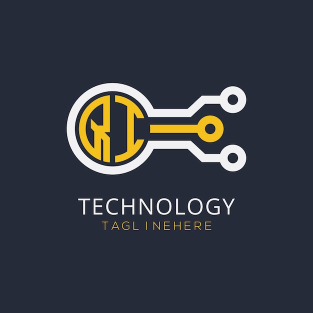 Monograma inicial de QI para el logotipo tecnológico con diseño de estilo circular