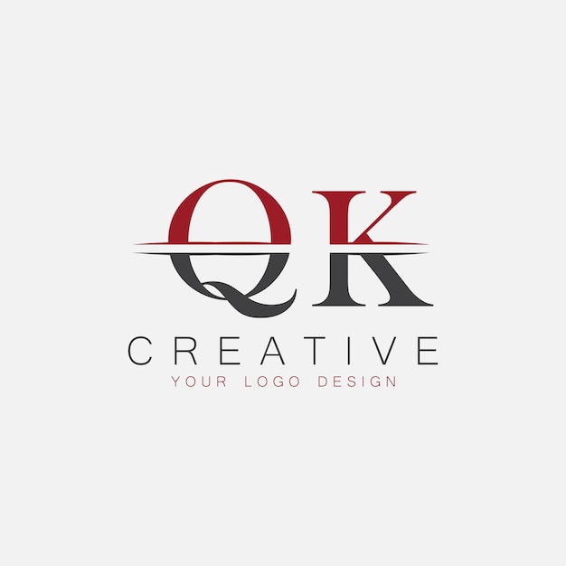 Monograma inicial QK con el logotipo creativo de las letras