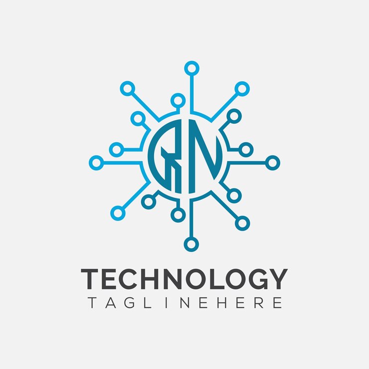 Vector monograma inicial qn para el logotipo tecnológico con diseño de estilo circular