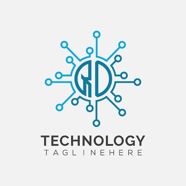 Monograma inicial de QO para el logotipo tecnológico con diseño de estilo circular