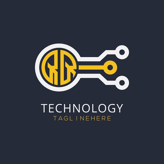 Monograma inicial QQ para el logotipo tecnológico con diseño de estilo circular