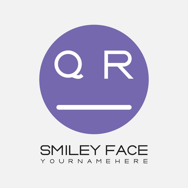 Monograma inicial QR para el logotipo de la cara sonriente con diseño de estilo circular