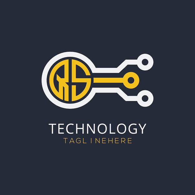 Monograma inicial QS para el logotipo tecnológico con diseño de estilo circular