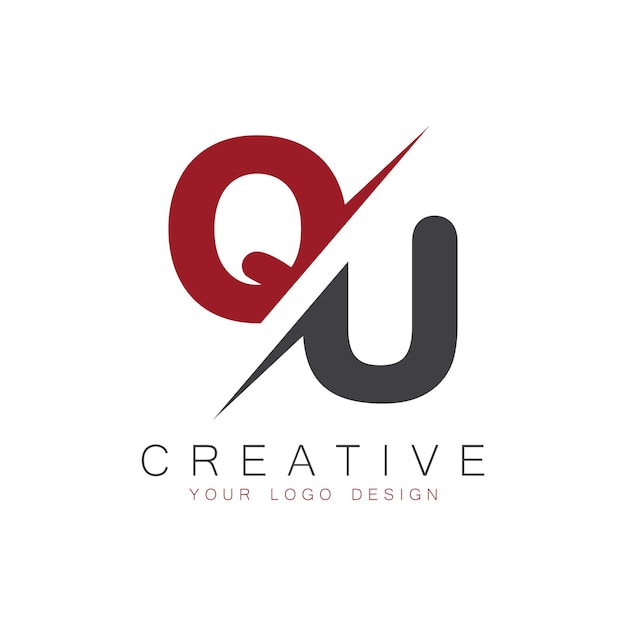 Monograma inicial de QU con el logotipo creativo de las letras