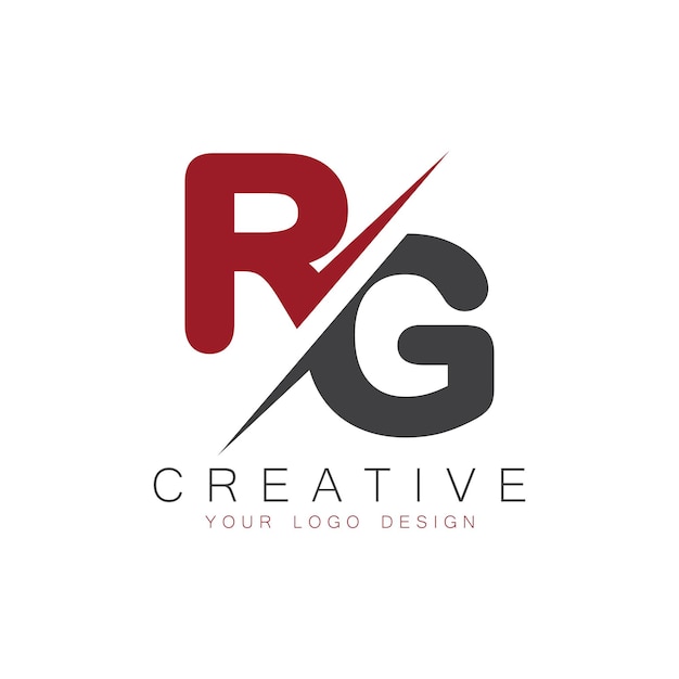 Monograma inicial de RG con el logotipo creativo de las letras