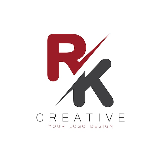 Monograma inicial de RK con el logotipo creativo de las letras