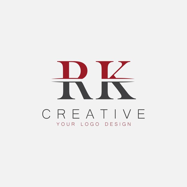 Monograma inicial de RK con el logotipo creativo de las letras