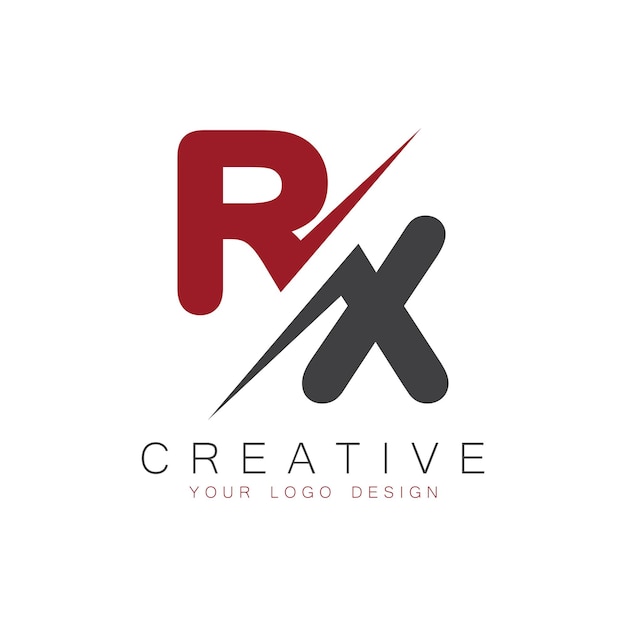 Monograma inicial RX con el logotipo creativo de las letras