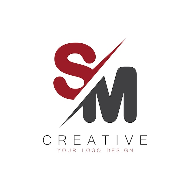 Monograma inicial SM con el logotipo creativo de las letras