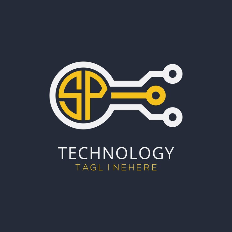 Vector monograma inicial sp para el logotipo tecnológico con diseño de estilo circular