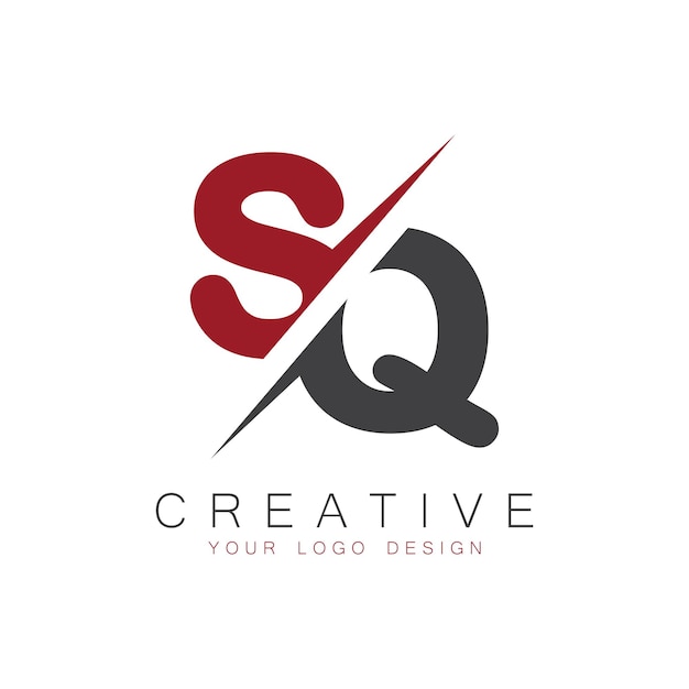Monograma inicial de SQ con el logotipo creativo de las letras