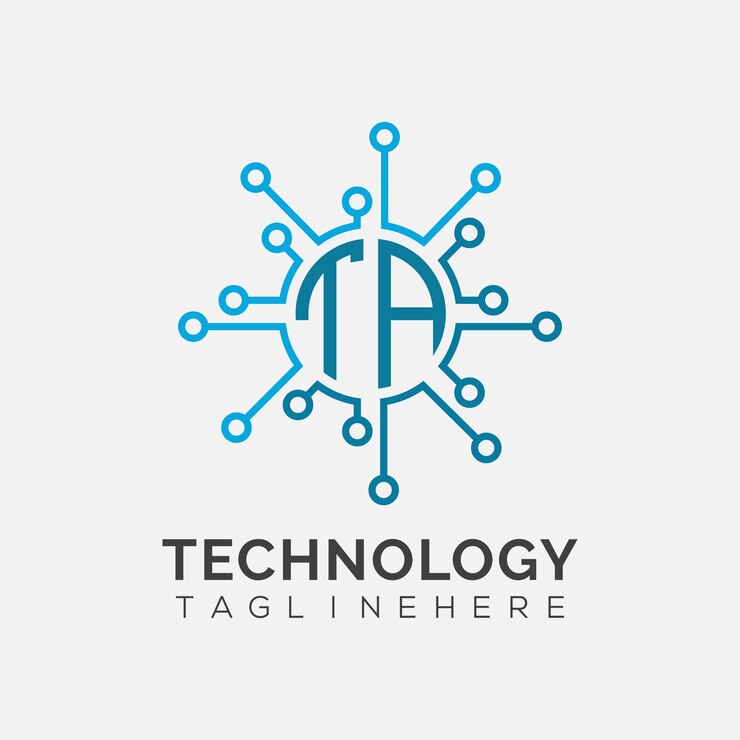 Vector monograma inicial ta para el logotipo tecnológico con diseño de estilo circular