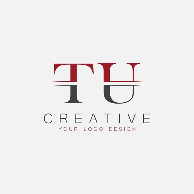 Monograma inicial TU con el logotipo creativo de las letras
