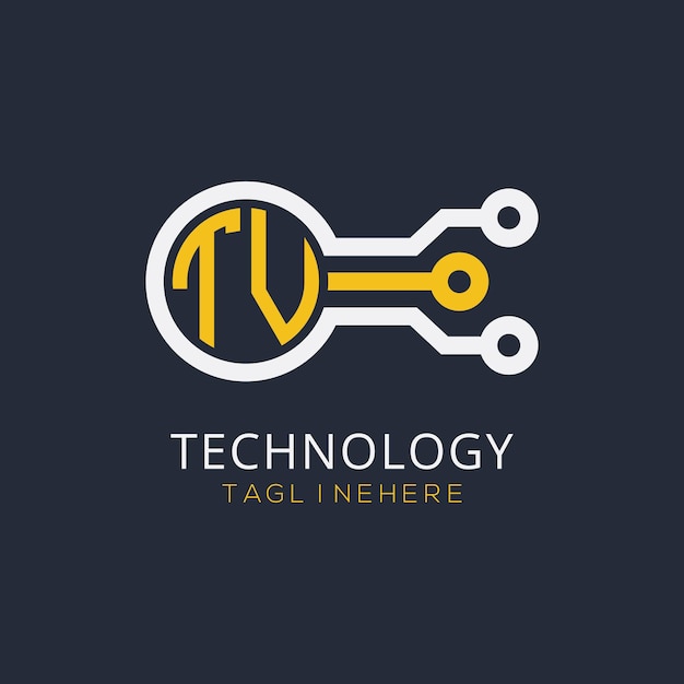 Monograma inicial de TV para el logotipo tecnológico con diseño de estilo círculo