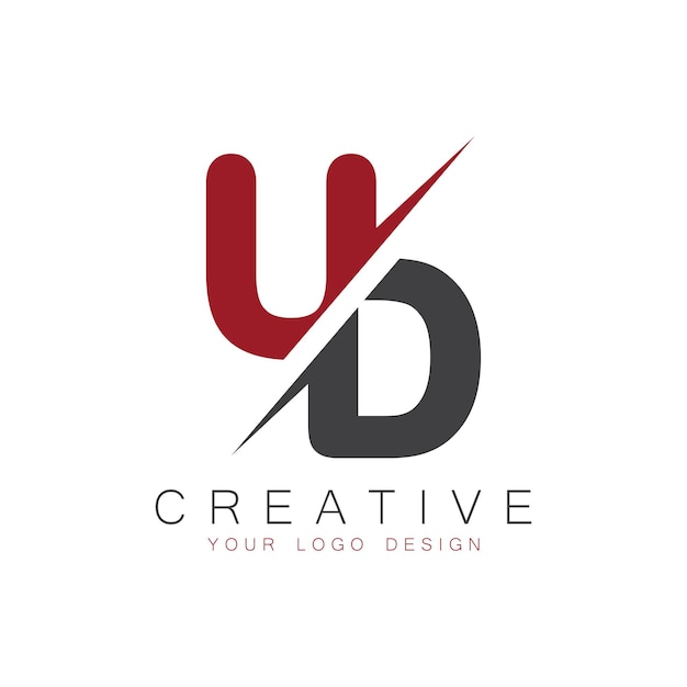 Monograma inicial UD con letra y logotipo creativo