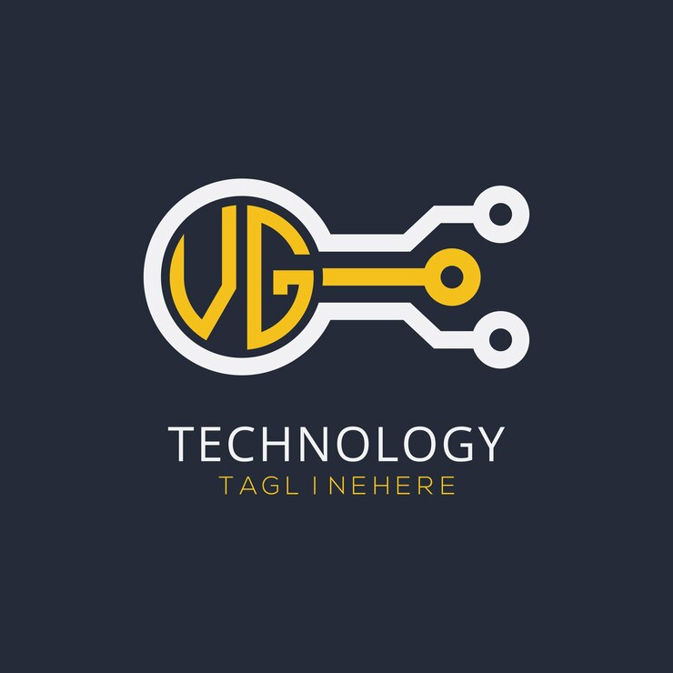 Vector monograma inicial vg para el logotipo tecnológico con diseño de estilo circular