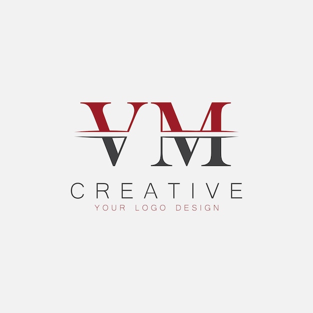Monograma inicial de VM con el logotipo creativo de las letras
