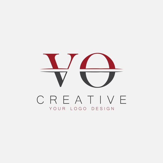 Monograma inicial VO con letra y logotipo creativo