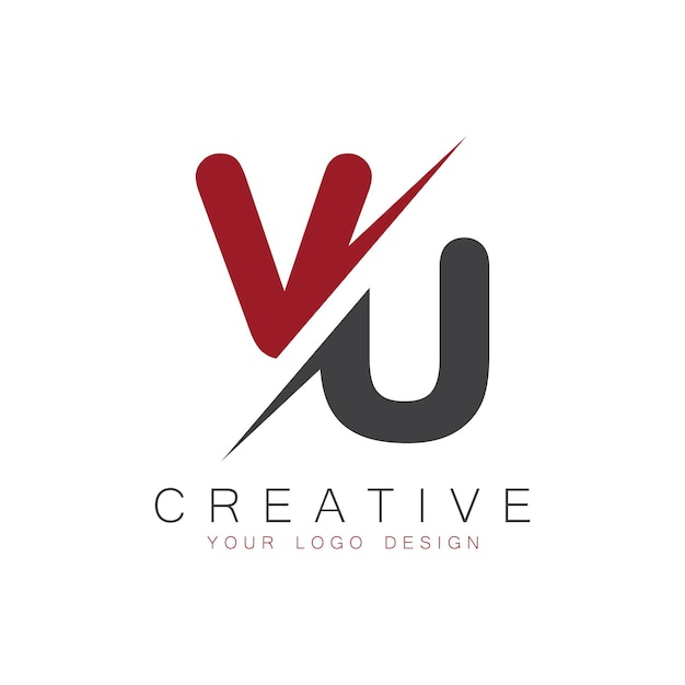 Monograma inicial de la VU con el logotipo creativo de las letras