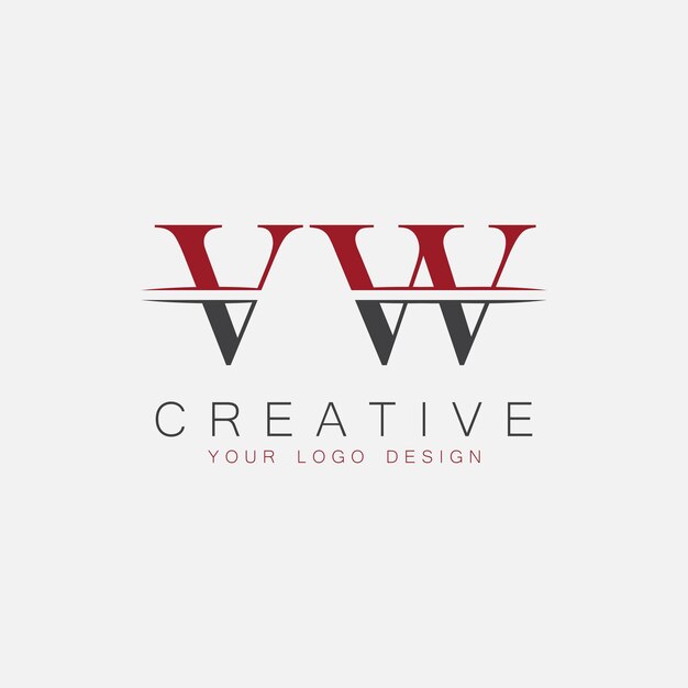 Monograma inicial de VW con el logotipo creativo de las letras