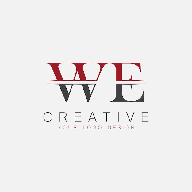 Monograma inicial de WE con la letra logotipo creativo