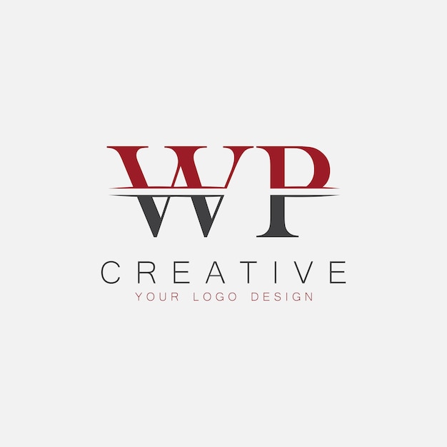 Monograma inicial WP con la letra logotipo creativo