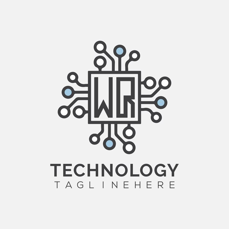 Vector monograma inicial de wq para el logotipo tecnológico con diseño de estilo rectángulo