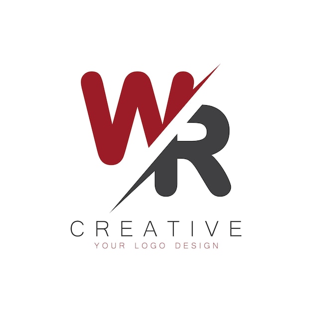 Monograma inicial de WR con el logotipo creativo de las letras