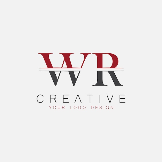 Monograma inicial de WR con el logotipo creativo de las letras