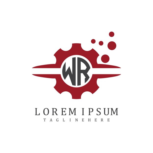 Monograma inicial WR para el vector de diseño de logotipo automotriz