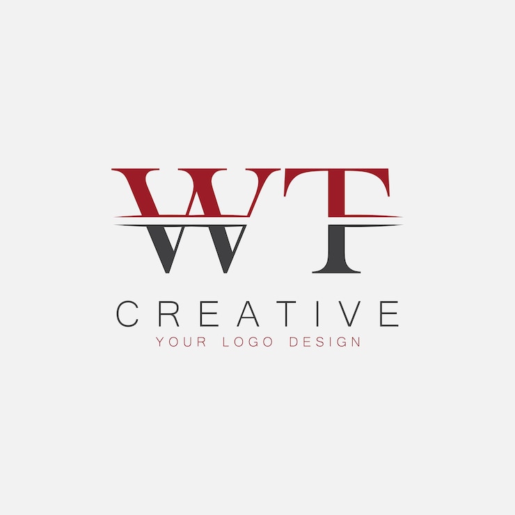 Vector monograma inicial de wt con el logotipo creativo de las letras