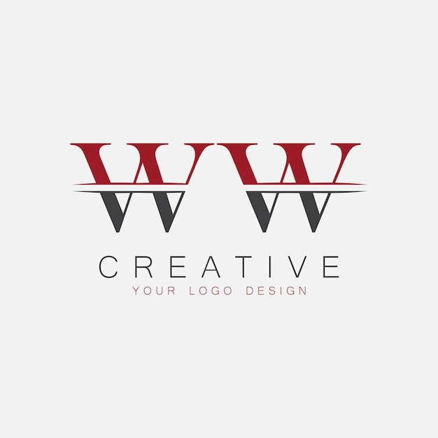 Monograma inicial WW con letra y logotipo creativo