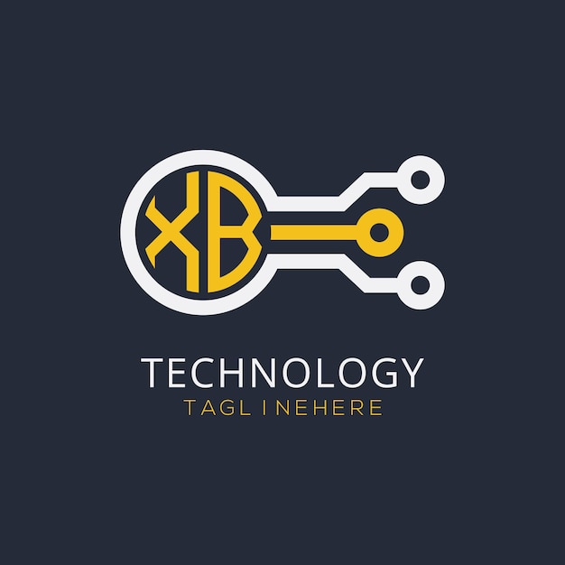 Monograma inicial XB para el logotipo tecnológico con diseño de estilo circular