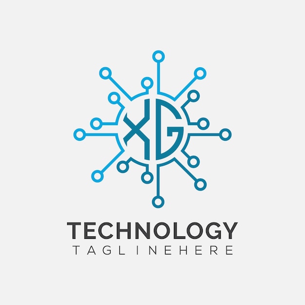 Monograma inicial XG para el logotipo tecnológico con diseño de estilo circular