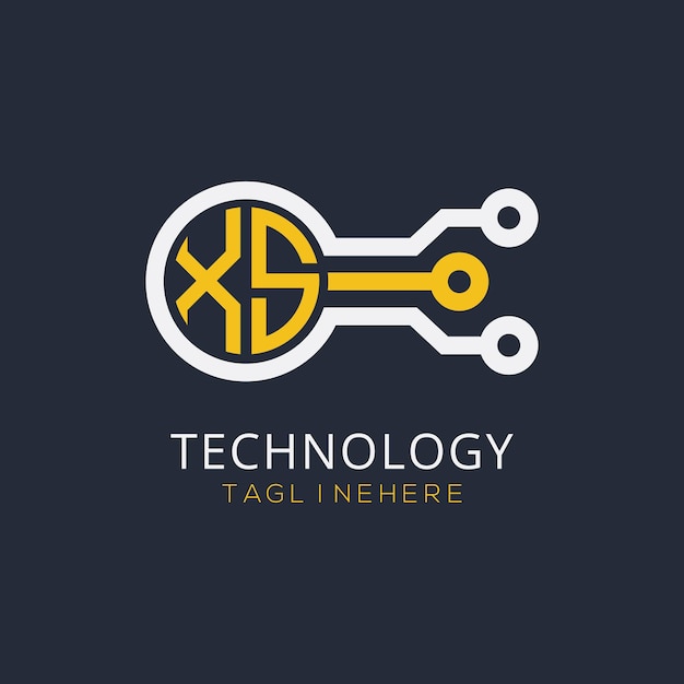 Monograma inicial XS para el logotipo tecnológico con diseño de estilo circular