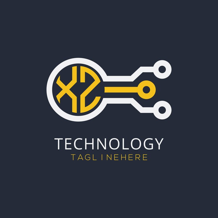 Vector monograma inicial xz para el logotipo tecnológico con diseño de estilo circular